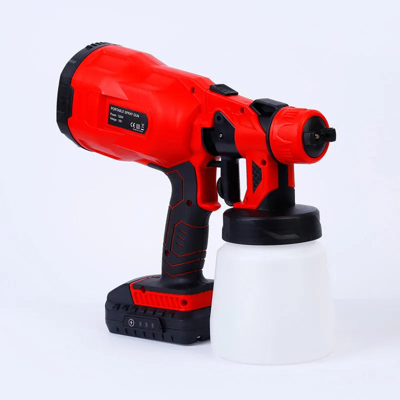 Blue cordless electric paint spraying machine with 800ml container and 1.8mm nozzle for DIY projects