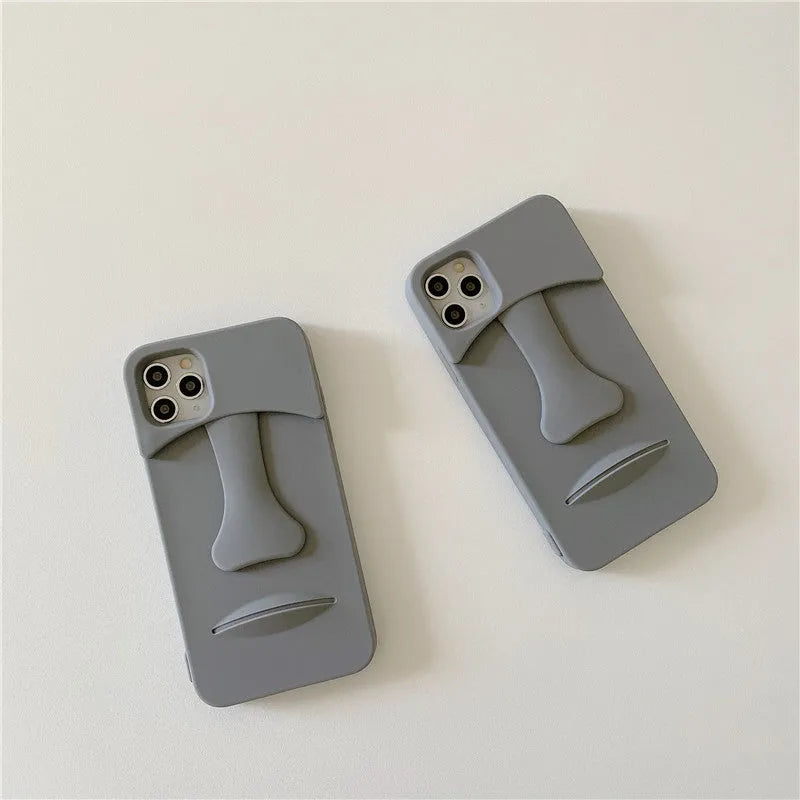 Grey cartoon stone soft rubber mobile phone case for Apple iPhone models
