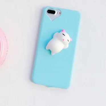 3D cartoon cat design silicone iPhone case in multiple colours showing soft TPU construction