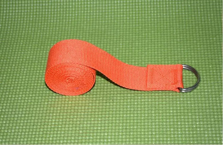Cotton yoga stretching strap in black, adjustable length 183 cm for flexibility exercises