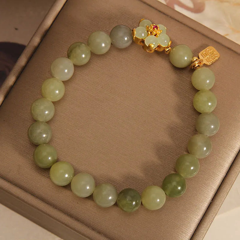 Women's casual bracelet in grey jade colour with alloy construction and adjustable fastening