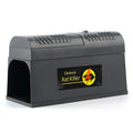Indoor high-voltage mouse repellent device in black with UK plug, measuring 208x115x75mm