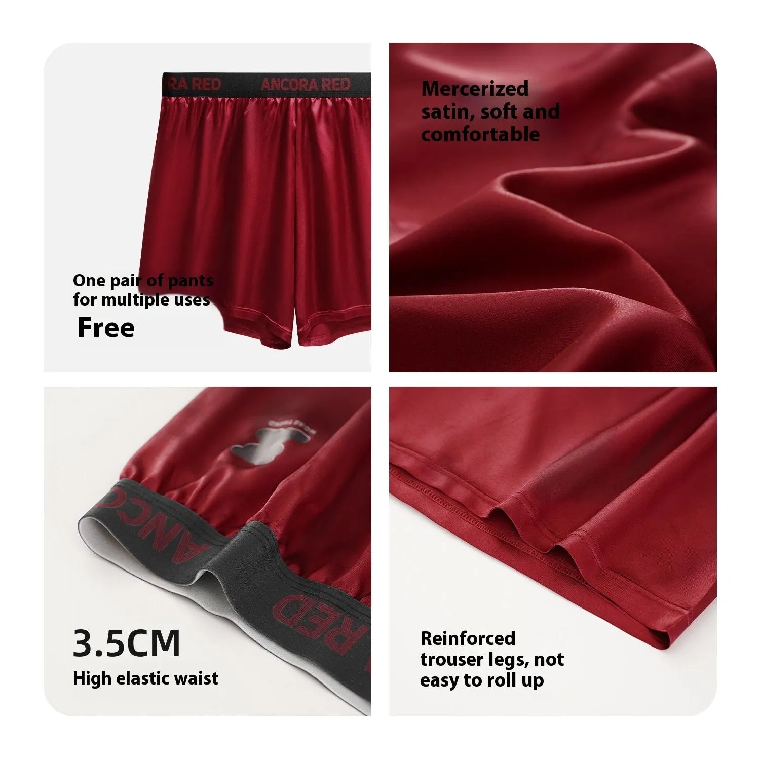 Men's solid colour polyester boxer briefs in black, shown with mid waist design.