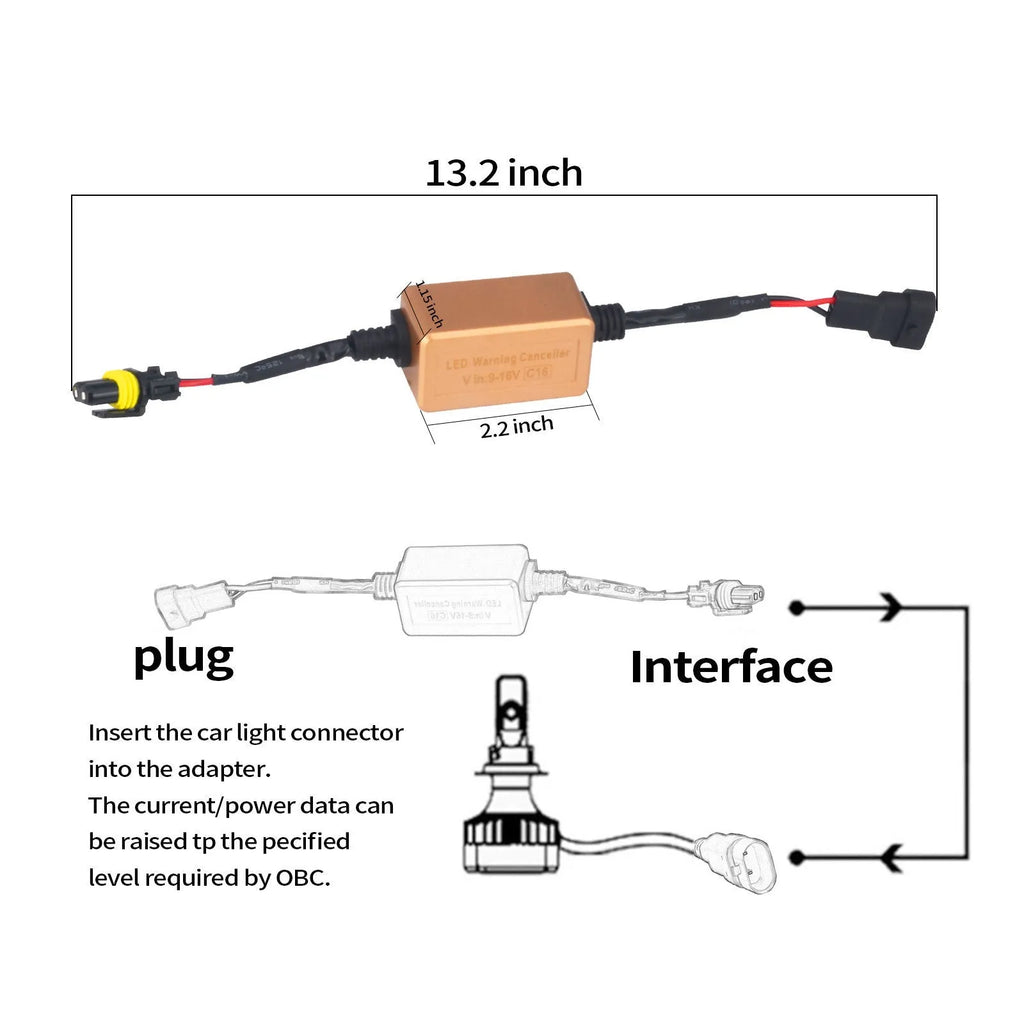 Black alloy LED car headlight Canbus decoder for H1 H4 H7 H11 H13 bulbs.
