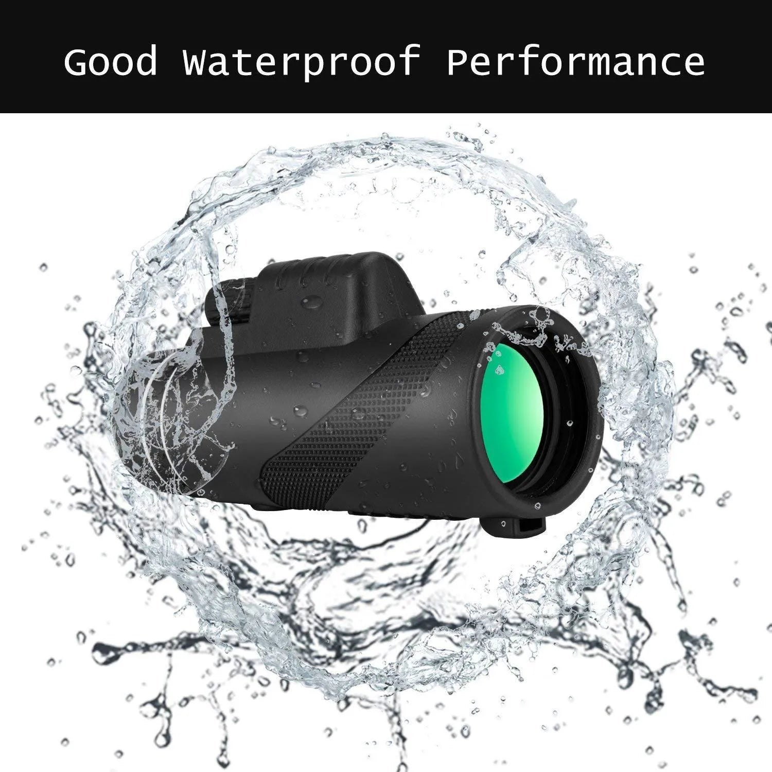 Black 40x60 mobile phone telescope monocular with waterproof nitrogen-filled construction and FMC green film lenses