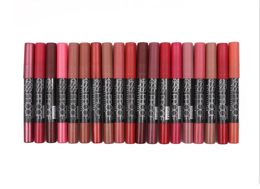 Matte non-stick cup lipstick pen in 18g size available in 19 colours with compact 11.8cm design