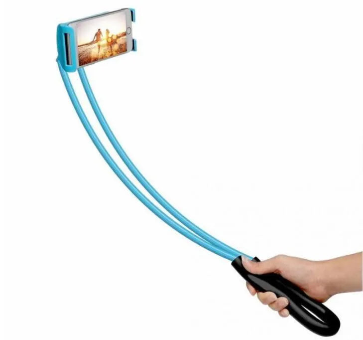 White universal smartphone holder showing 360-degree rotation on a table