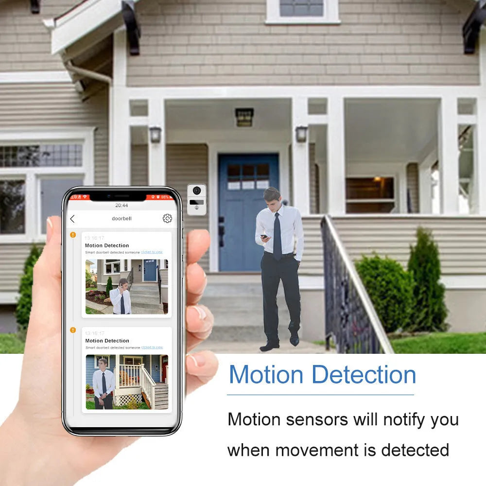 Video intercom doorbell system with outdoor camera unit and indoor display monitor for home entry security