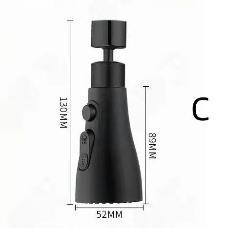 Silver universal kitchen faucet sprayer with rotating head shown on a sink tap.
