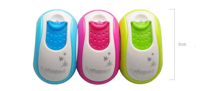 Double hole pencil sharpener with closed design for normal and thick pencils in random colour