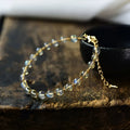 Women's natural crystal blue moonstone bracelet with 6mm stones and 14K gilded metal