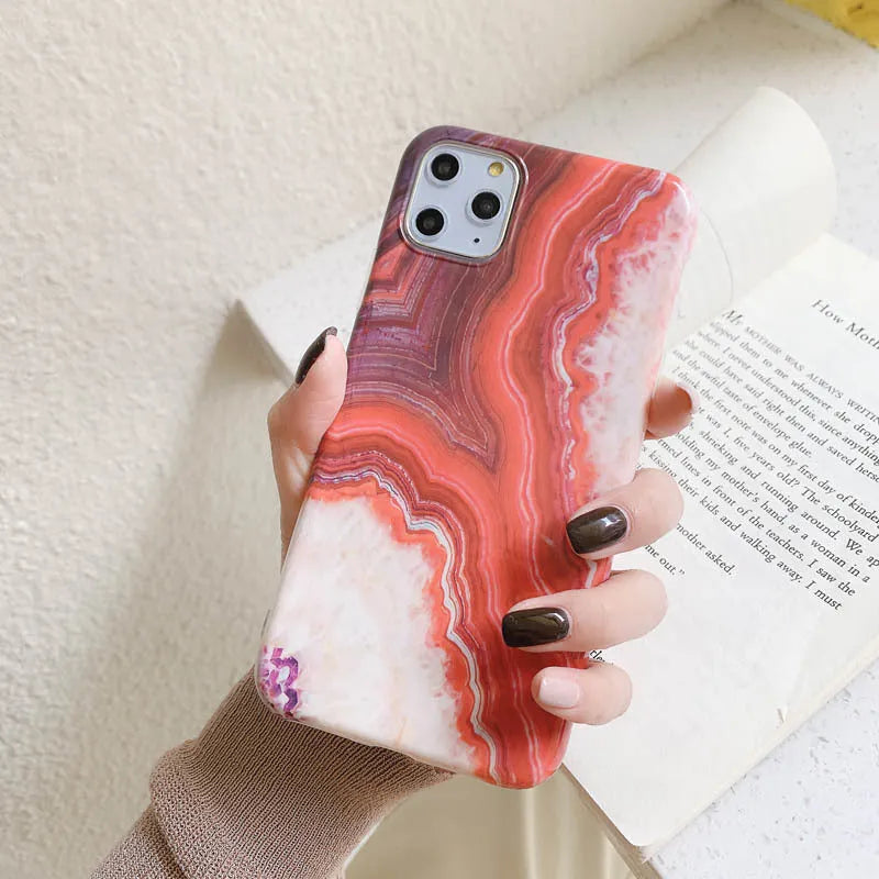 Marbled TPU soft shell phone case in purple and red for iPhone 11 Pro Max