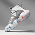 Men's camouflage pattern vulcanised sneakers with mesh upper and flat rubber sole