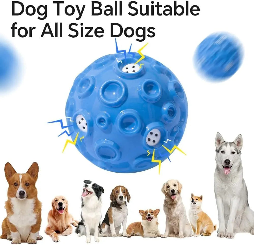 Durable natural rubber dog ball with meteorite-shaped bumps for aggressive chewers in multiple colour options