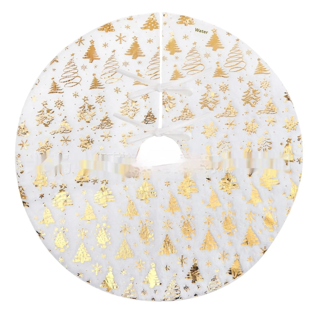 Christmas tree group design plush doormat with snowflake motifs in multiple size options