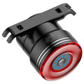 Black USB rechargeable bicycle taillight with brake sensing technology and aluminium alloy housing