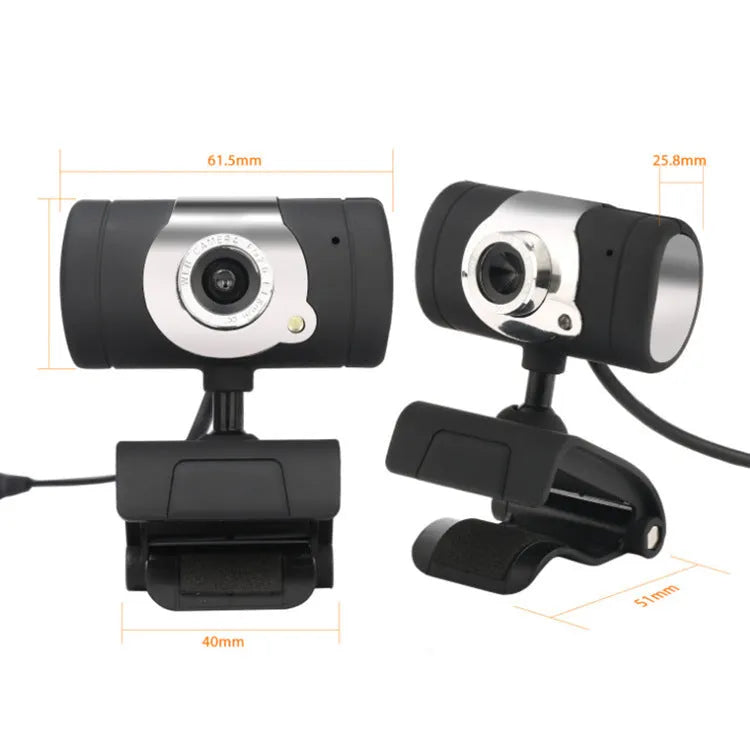 Black desktop computer camera with USB cable for video conferencing and calls
