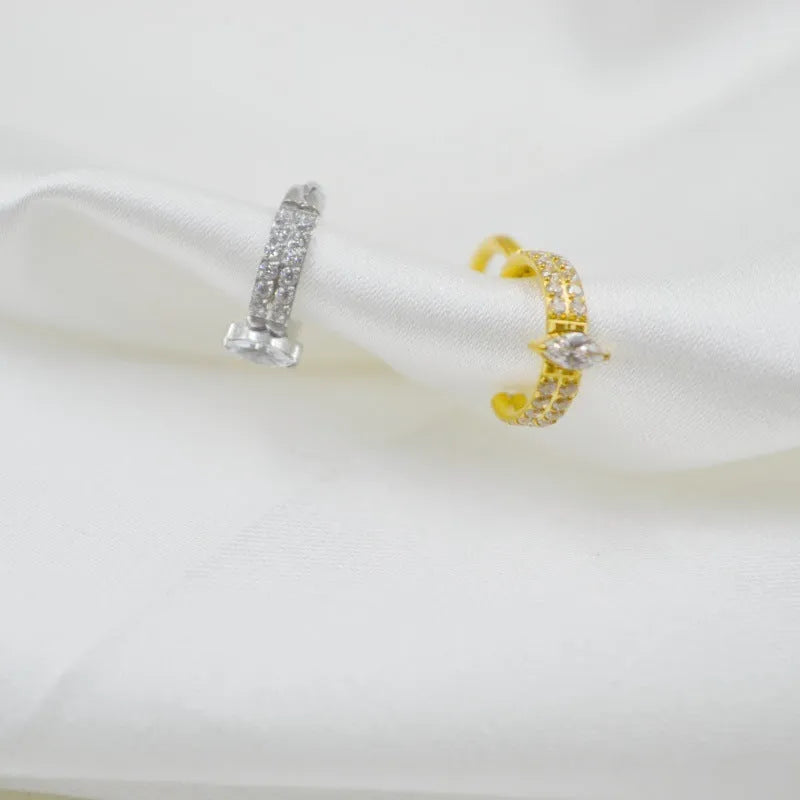 Ladies titanium steel heart-shaped zircon earrings with diamond treatment in silver or gold colour measuring 1.2x8mm
