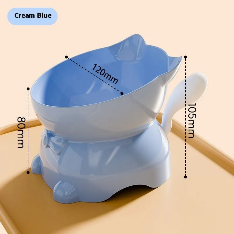 Stainless steel oblique anti-fall cat bowl in four colour options