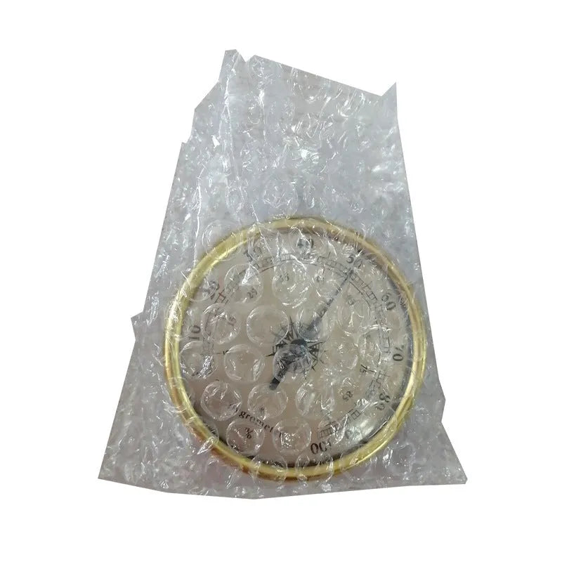 Aluminium analogue thermometer and hygrometer with round dial for temperature and humidity