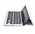 Slim aluminium foldable Bluetooth keyboard compatible with Apple iPad, iPhone, and Android tablets