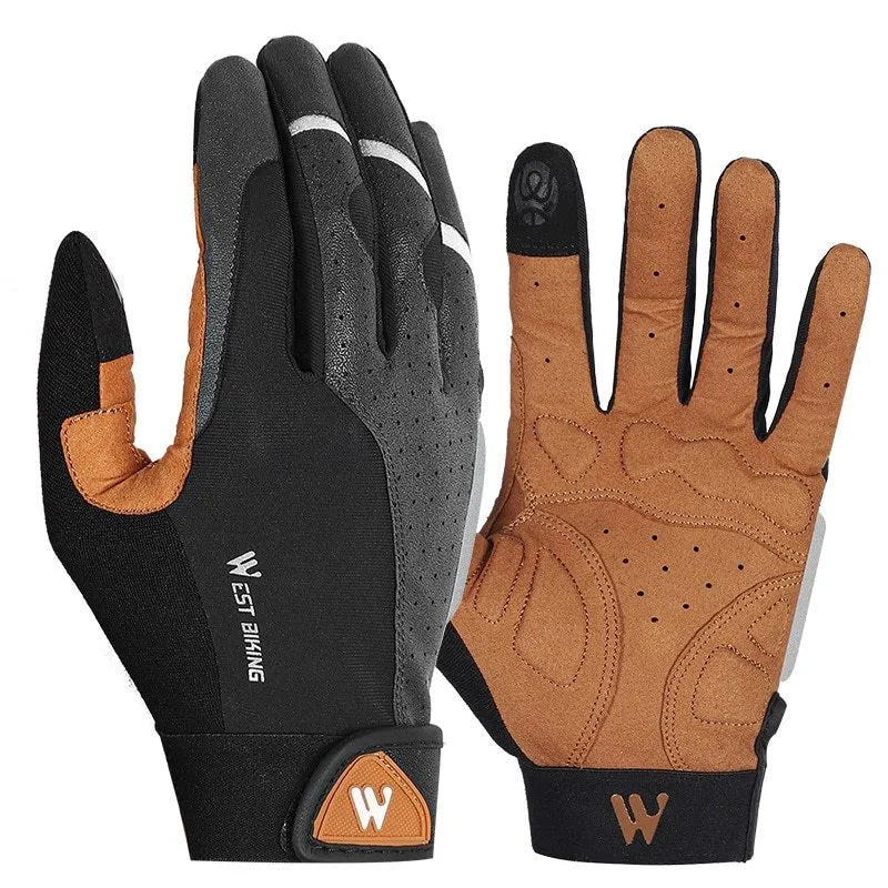 Motorcycle bike gloves black yellow full-finger design sizes S M L XL for street riding
