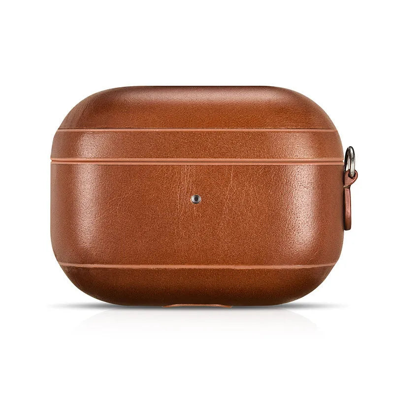 Ring Buckle Series flip protective sleeve for AirPods Pro in brown plastic and leather
