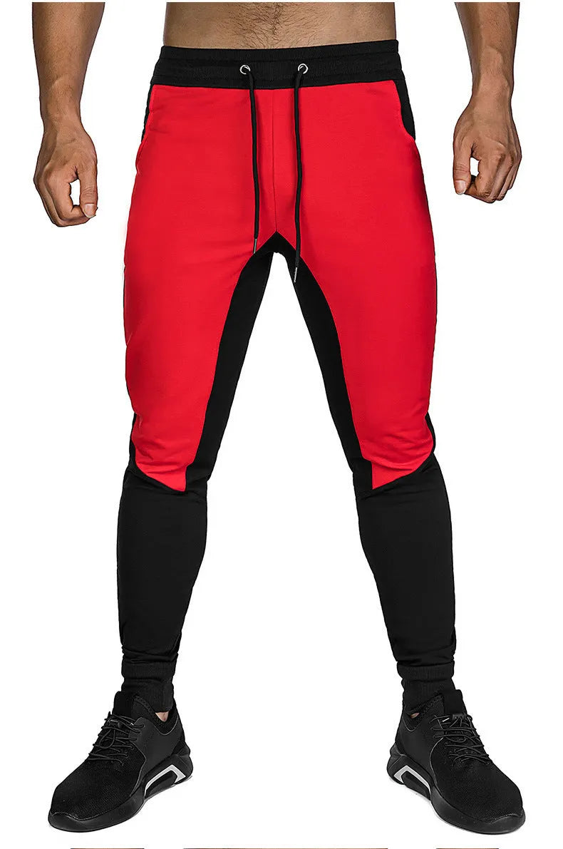 Men's straight-leg cotton sweatpants in grey, small-foot design, with tether waist closure
