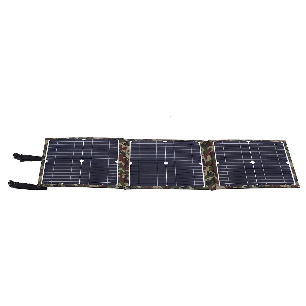 Black foldable 36W solar panel with car charger and accessories for outdoor power