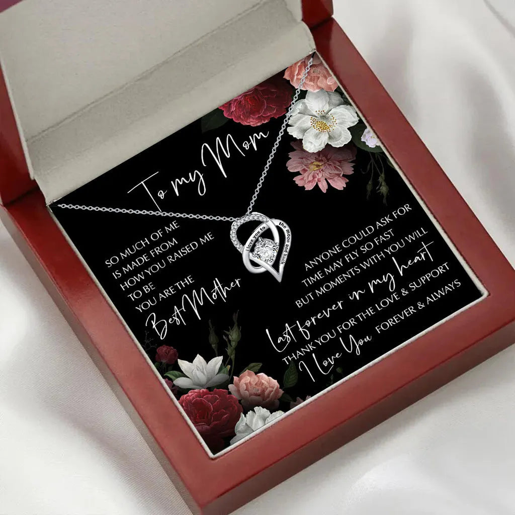 Rosewood lamp box gift set with hollow heart-shaped zircon pendant necklace on copper white gold plated chain