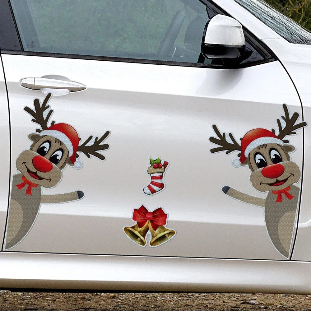 Christmas elk bell magnetic luminous reflective bumper stickers in YFC002 colour on vehicle