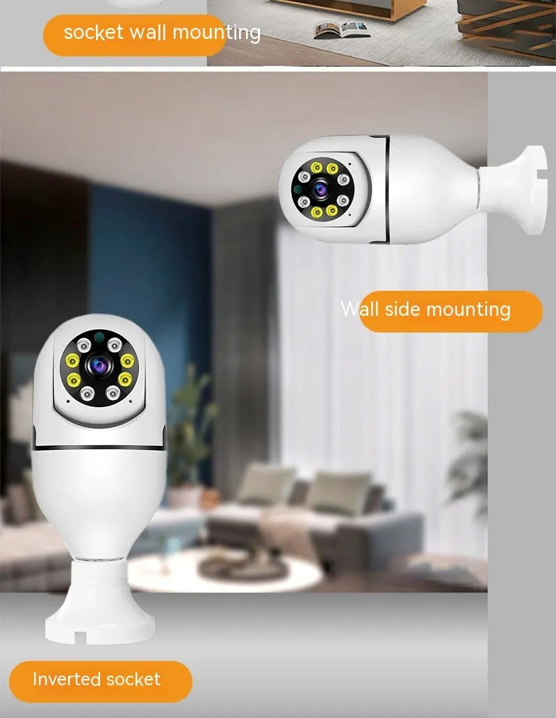 Wireless wifi security bulb camera with 1080p definition and full colour night vision in compact design
