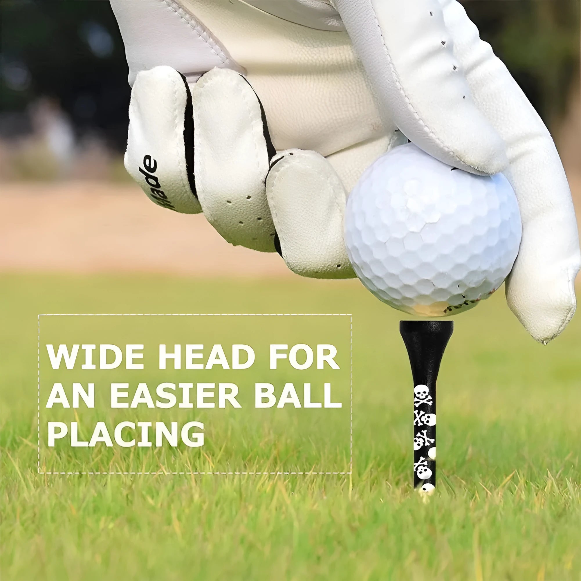 Black skull print bamboo golf dowel pins in 70mm and 83mm sizes, set of 10 spike accessories