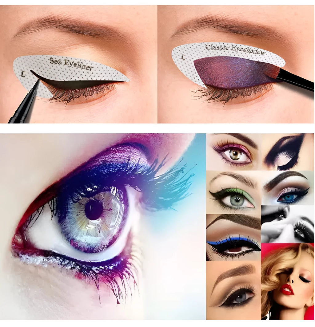 Set of four reusable flexible eyeliner and eyeshadow makeup stencil templates