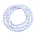 Natural blue agate bracelet with multi-circle patterns and scattered Ruyi elements on wrist