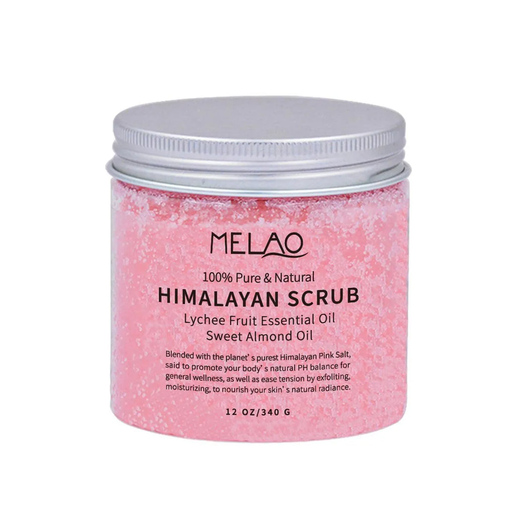 250g tub of Himalayan salt body scrub with white cream texture