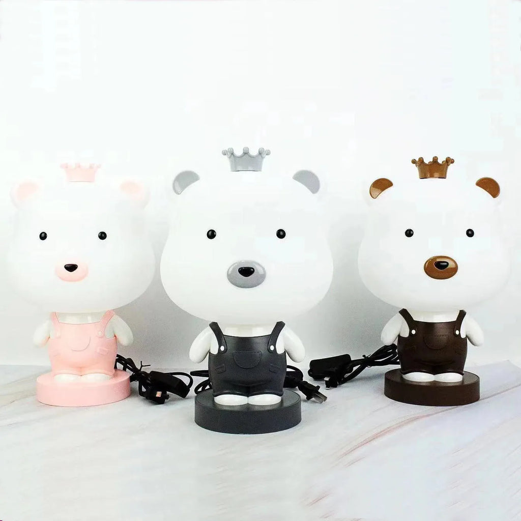 Cartoon animal table lamp with LED light in bear, cattle, rabbit, or tiger designs