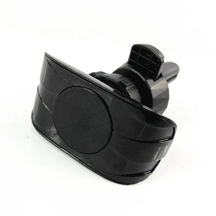 Black car phone holder mounted on car air vent with adjustable clamp mechanism