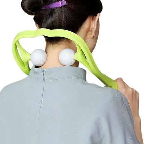 Plastic pressure point therapy neck massager with hand roller in pink, blue, or green colour options