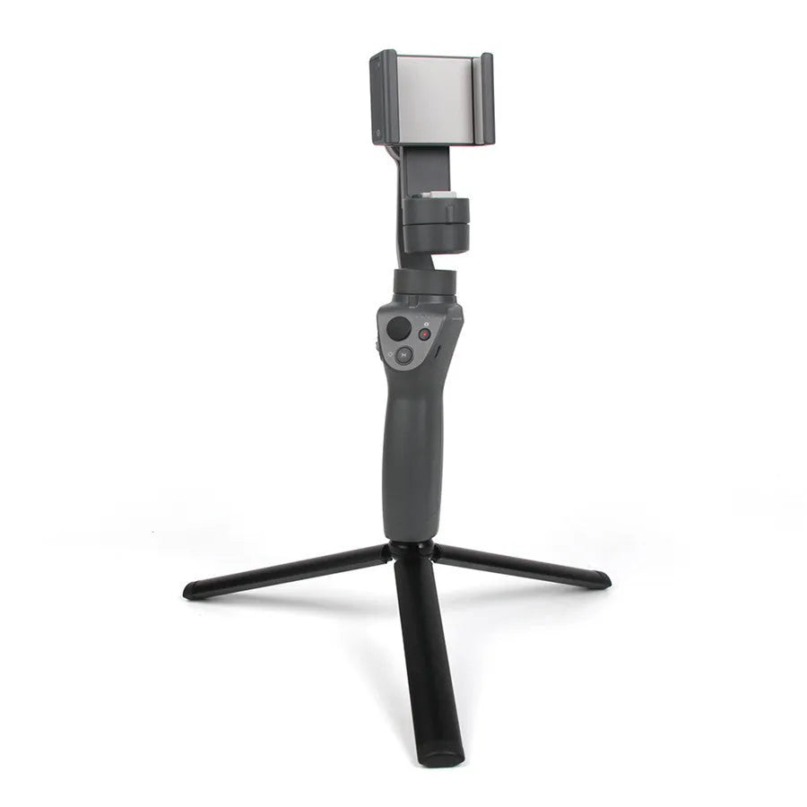 Black aluminium mobile tripod stabiliser compatible with Apple iPhone for handheld photography