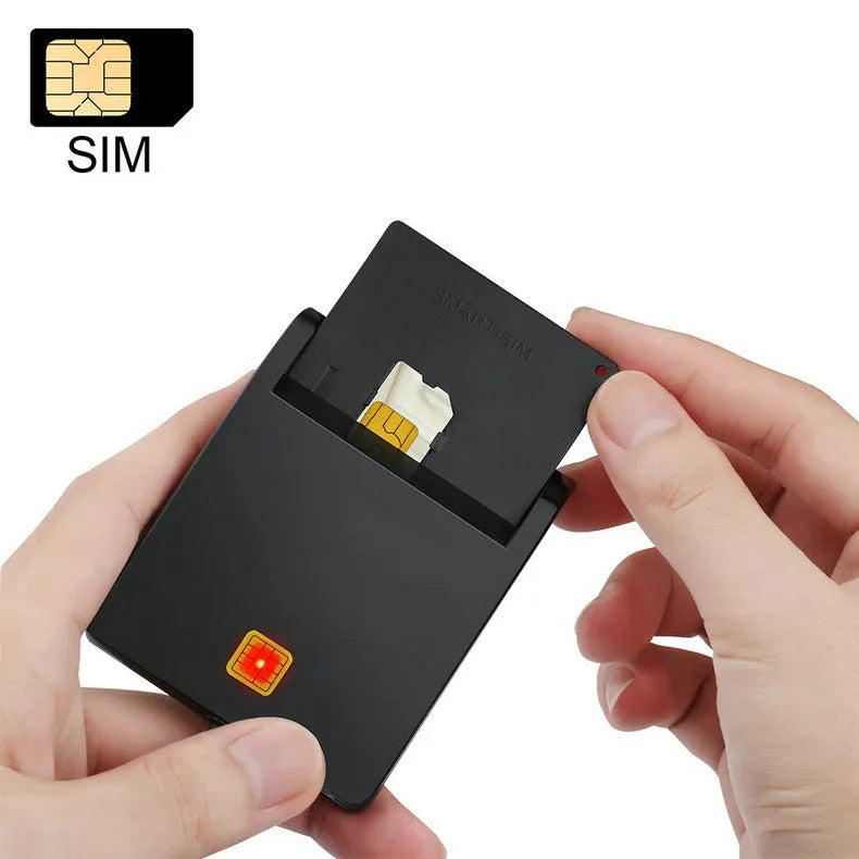 DM-HC65 USB Smart Card Reader black ABS casing connected via USB cable