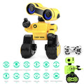 Green and yellow children's remote control robot toy made of ABS plastic, 16x17x24cm