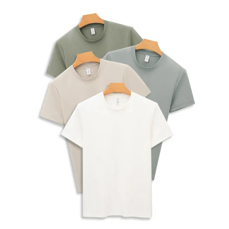 Men's antibacterial quick drying short sleeve t-shirt in straight pullover style with non-ironing treatment