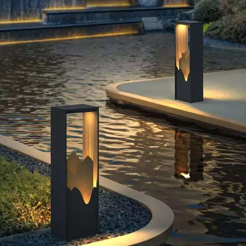 Small stainless steel solar yard lamp with Chinese-style design for outdoor garden use