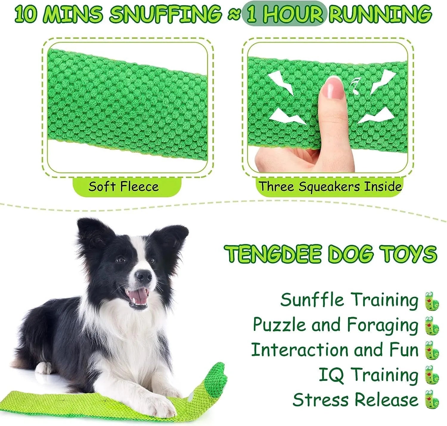 Dog puzzle toy with squeakers and snuffle design for foraging training in frog snail snake options