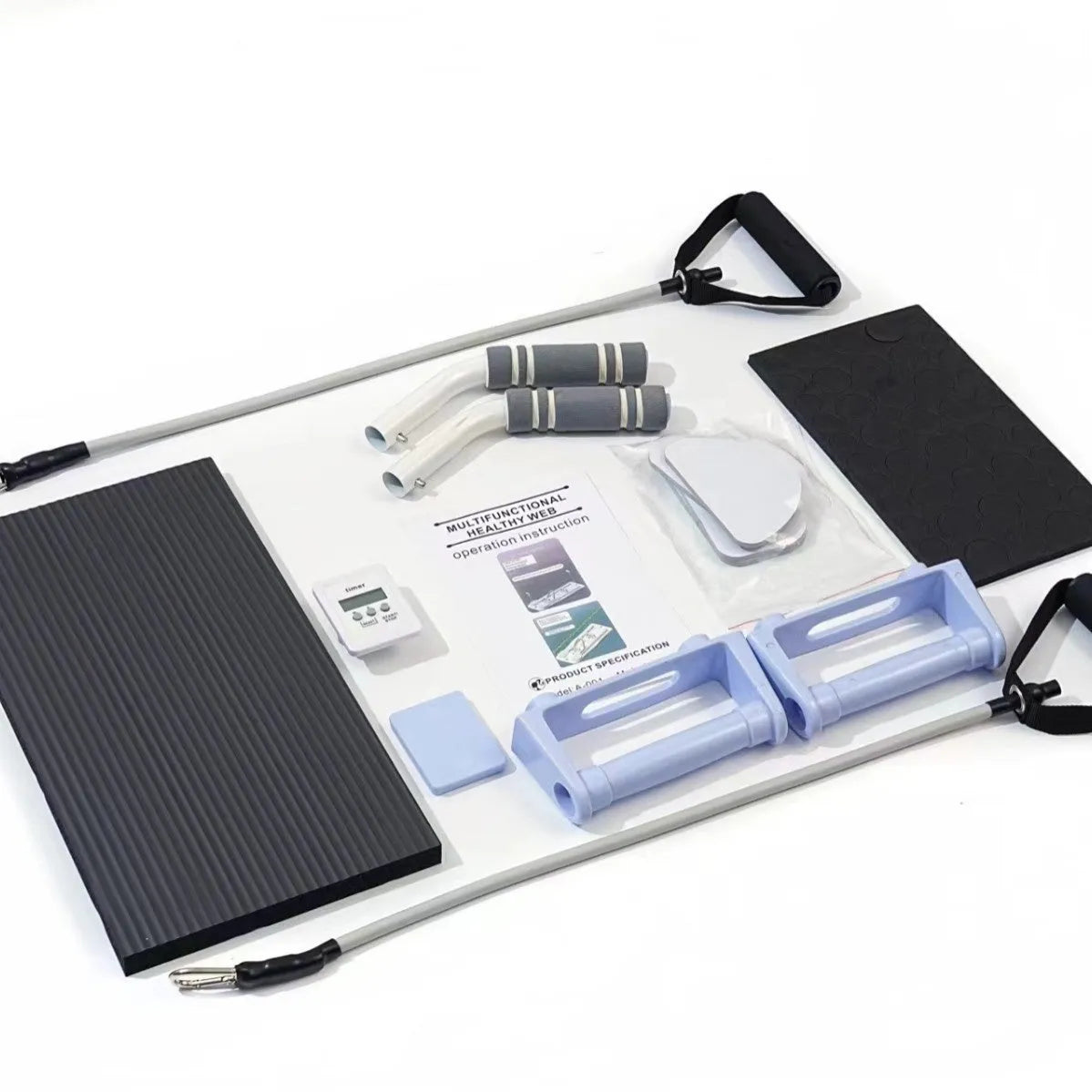Purple, black, and pink foldable PP plastic belly panel fitness board for abdominal exercises.