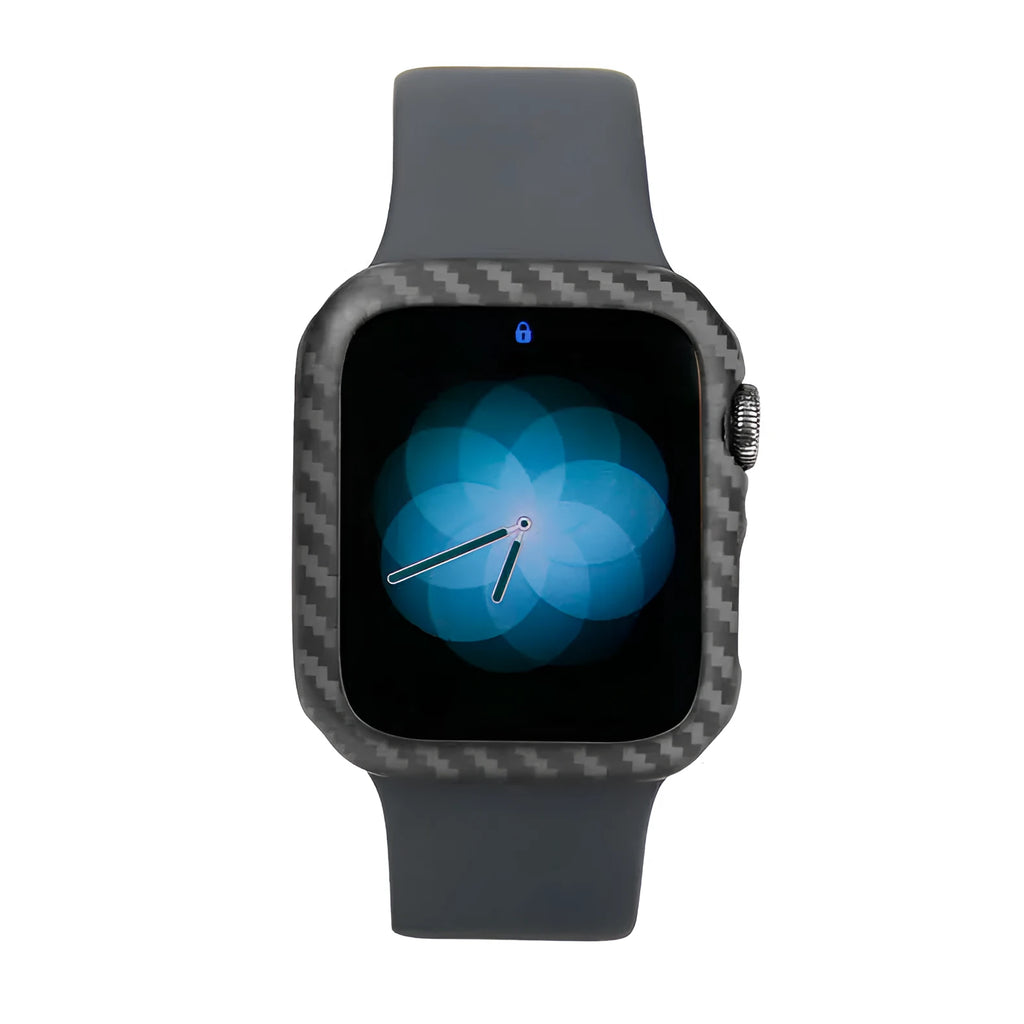 Apple Watch Series 4 carbon fibre protective case in bright black or matt black, 44mm ultra-thin half wrap design