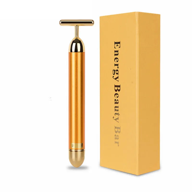 24K gold vibration pulse beauty bar facial roller massager for firming and skin tightening