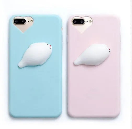 3D cartoon cat design silicone iPhone case in multiple colours showing soft TPU construction