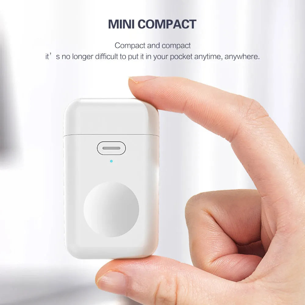 White 1000mAh mini wireless power bank for Apple Watch 1-5, 15 x 40 x 67 mm, magnetic portable charger.
